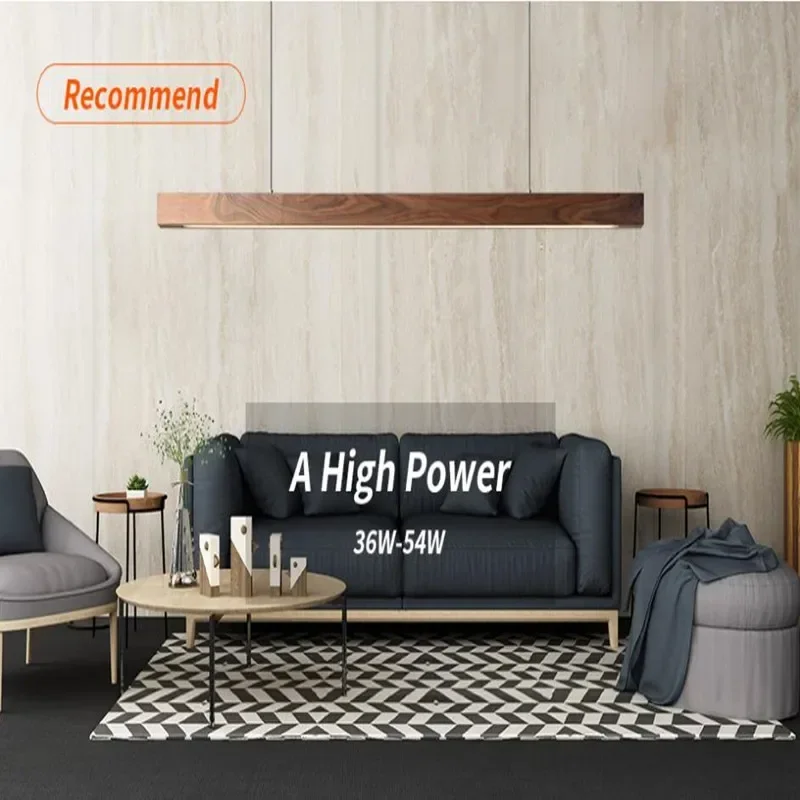 Nordic Style Wooden Chandeliers And Modern Strip LED Lights Are Suitable For Restaurants, Living Rooms, Kitchens, Offices, Bars