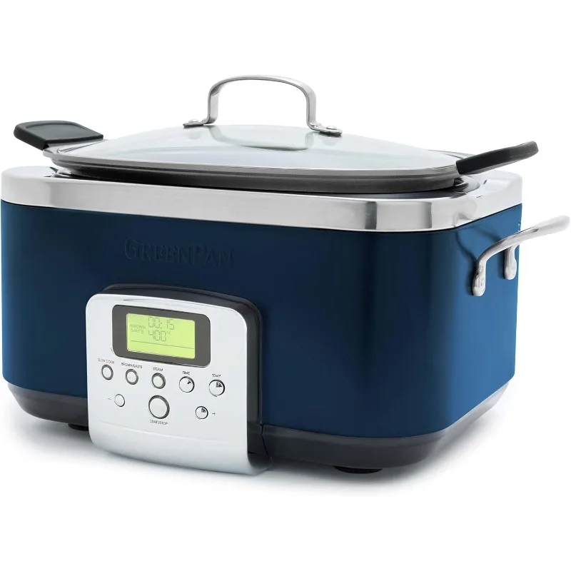 Elite 8-in-1 Programmable 6QT Electric Slow Cooker with Dishwasher-Safe Lid and Removable Ceramic Pot, PFAS-Free Healthy Ceramic