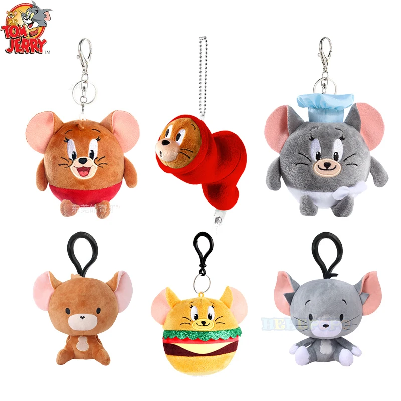 Cartoon Tom e Jerry Portachiavi in peluche Classici dell'infanzia Figura anime Ciondolo gatto Portachiavi farcito Bambola morbida Giocattoli Regalo per bambini