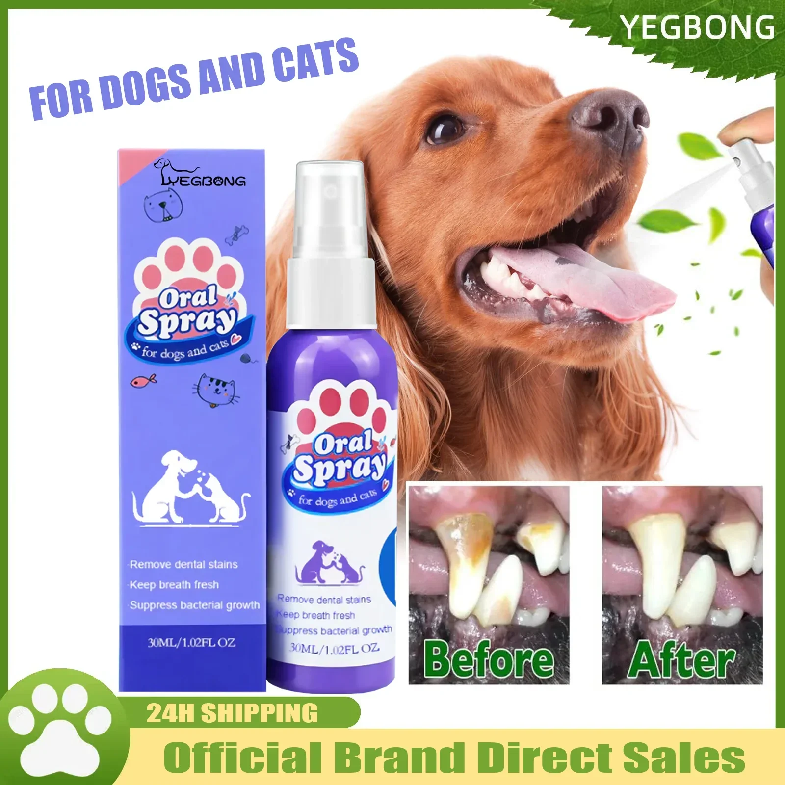 

Pet Oral Care Spray Teeth Cleaning Pet Tooth Whitening Remove Bad Breath Keep Fresh Breath Remove Tooth Stains For Cats and Dogs