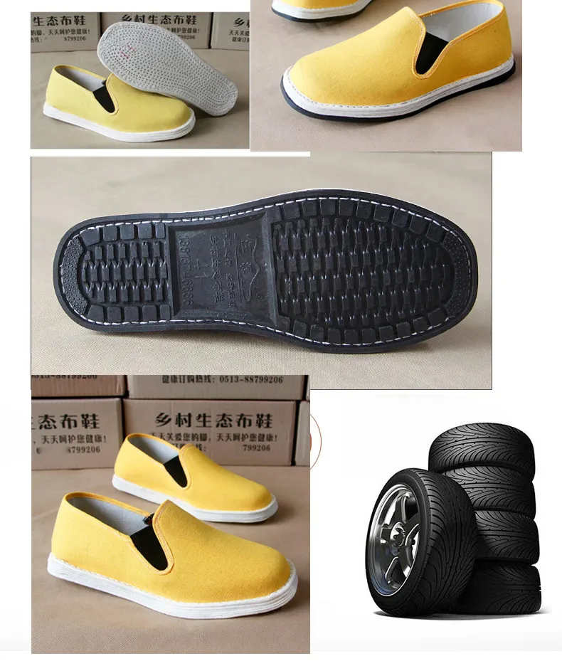 

Spring yellow Lady Classic Beijing handmade cloth sole shoes Autumn breathable flat heel layers sole Unisex Casual Daily shoes