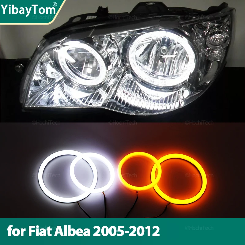 Cotton Switchback Turn signal Light  Rings DRL LED Angel Eyes Kit For Fiat Albea 2005-2012 SMD Yellow White Bright Warranty