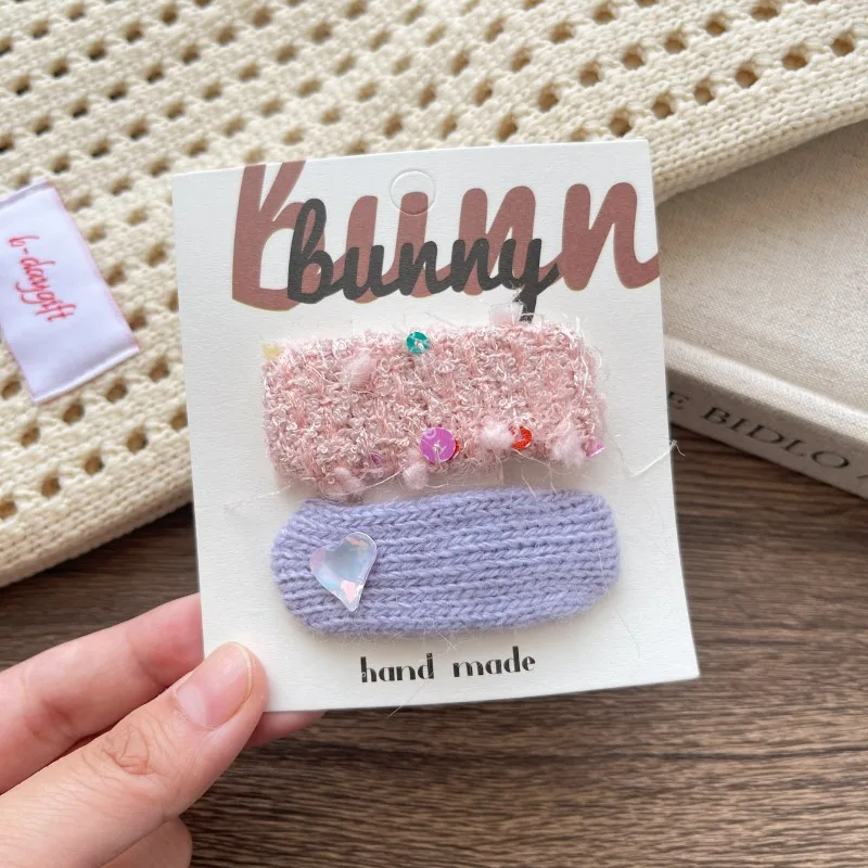 

Sweet Knitted Yarn Hair Clips for Kids Girls Versatile Cute Colorful Side Barrettes Toddler Baby Hair Accessories Daily Wear