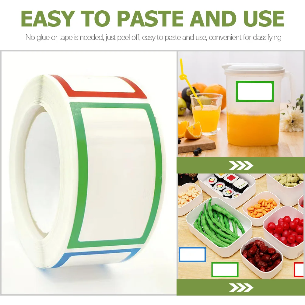 

4 Rolls Blank Labels Stickers Colorful Rectangular Name Tags for Kitchen Pantry Storage Organize Containers Name Tags