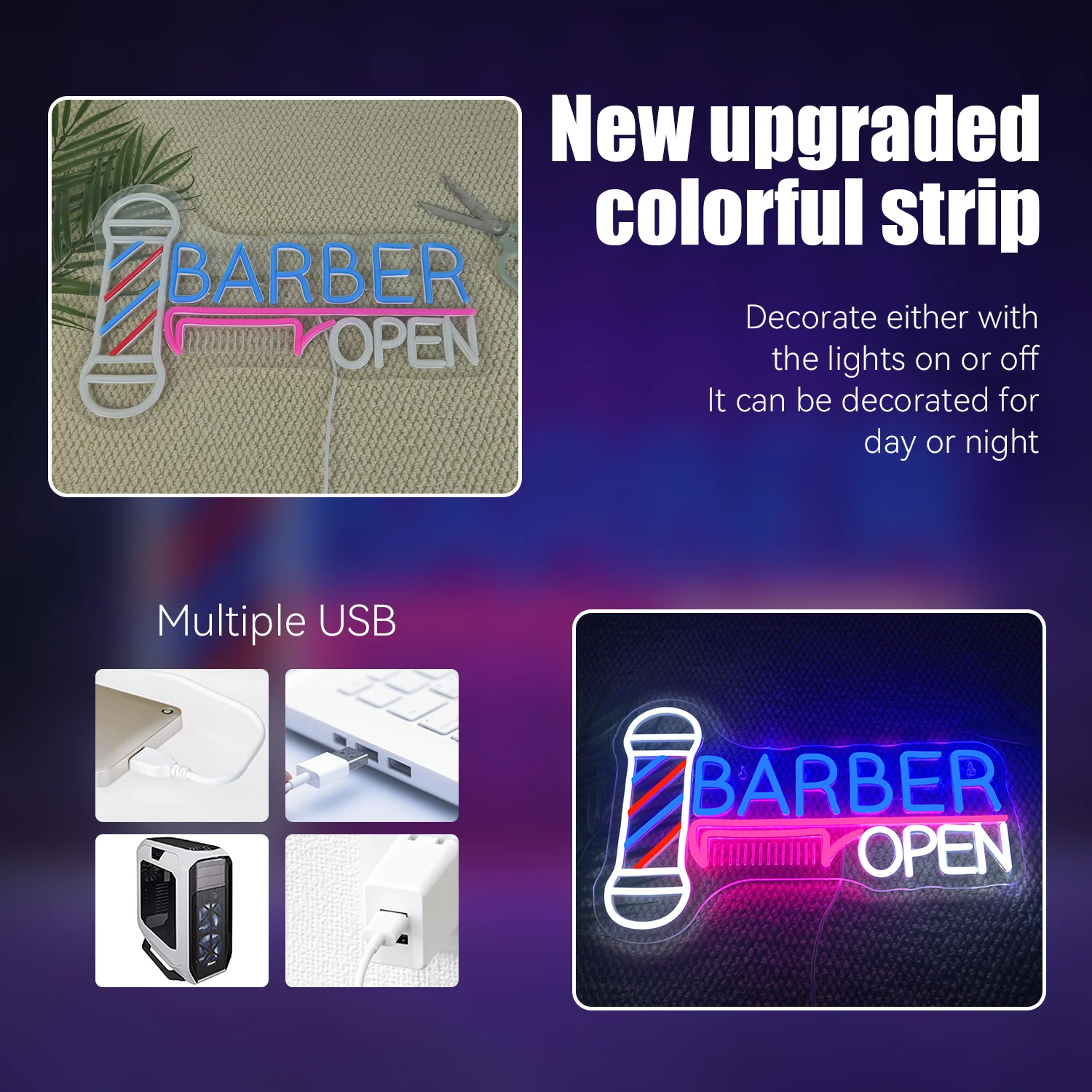 صالون الحلاقة النيون جدار نافذة ديكور معلق لعلامة تضيء محطة صالون الحلاقة القطب صالون الشعر متجر الأعمال