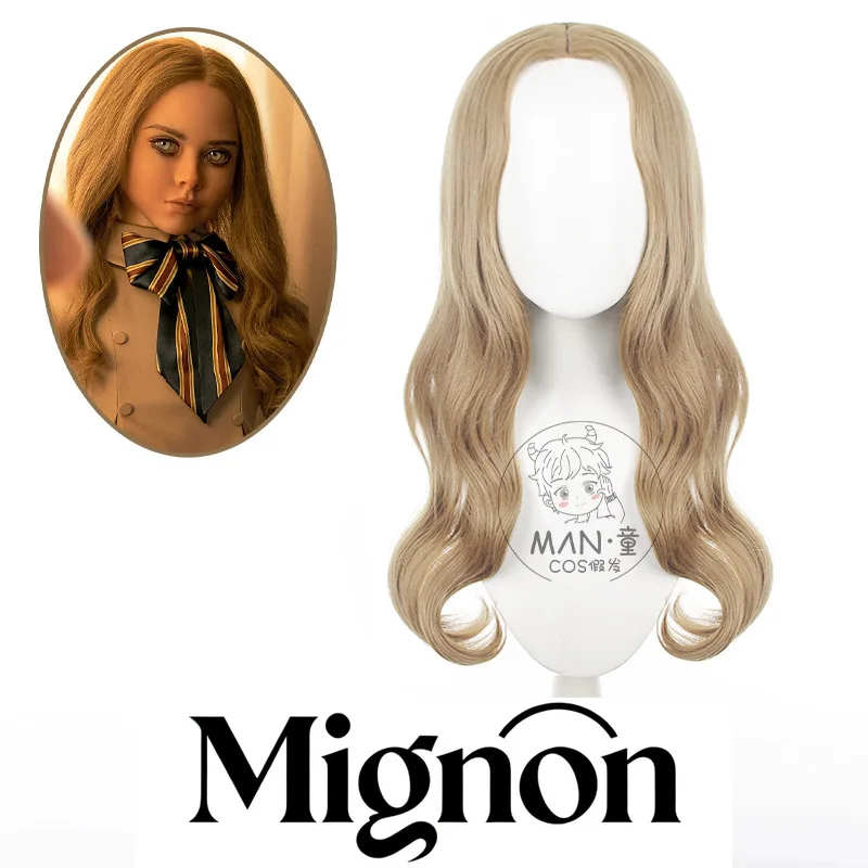 

M3GAN Меган парик для косплея светло-коричневые длинные вьющиеся волосы имитация кожи головы подарок на Хэллоуин