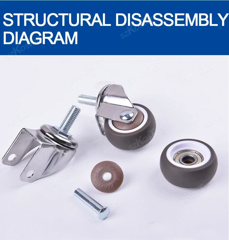 4pcs Stem Threaded Casters Office Chairs Wheels for Heavy Furniture Rotary Castor Wheel for Carts Trolley Baby Bed Cabinet Table