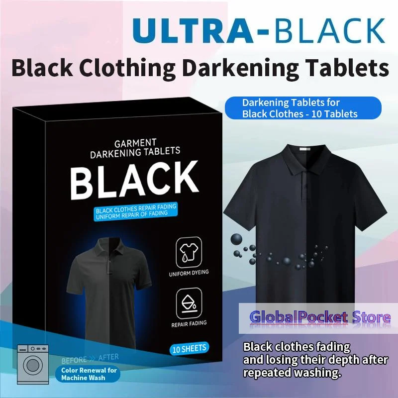 10Pcs Enhanced Black Laundry Tablets Black Clothing Color Restorer Sheet Black Clothes Pants Laundry Tablets Prevents Fading