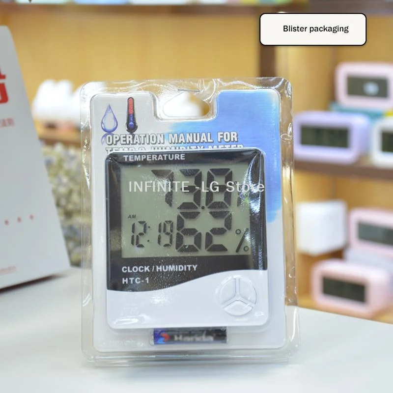 LCD Digital Temperature Humidity Meter HTC-1 Home Indoor Outdoor Hygrometer Thermometer Weather Station With Clock