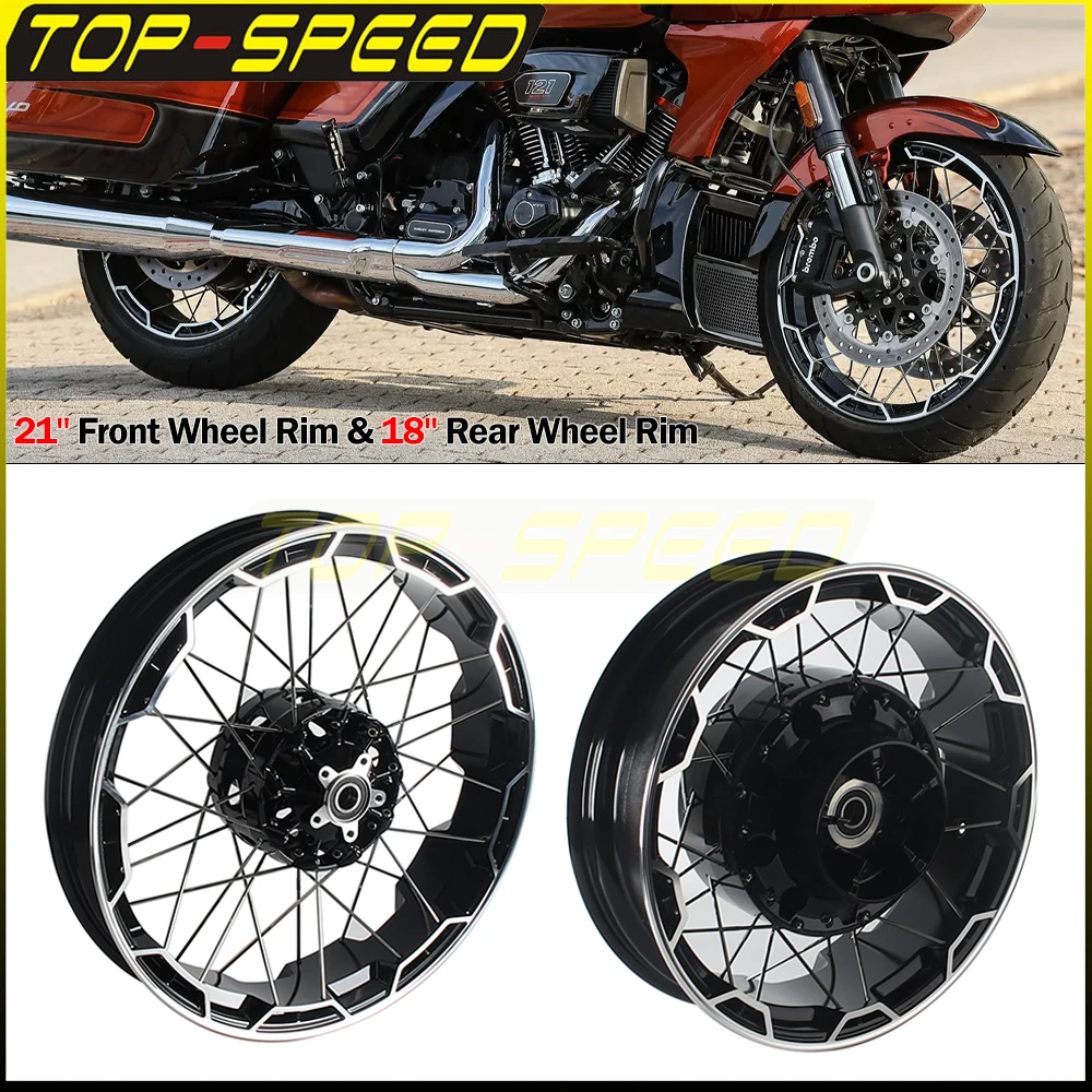

Motorcycle 21"Front Wheel Rim & 18"Rear Wheel Rim For Harley Touring CVO Street Road Glide FLHXSE FLTRXSE FLTRXSTSE 2023-Up ABS
