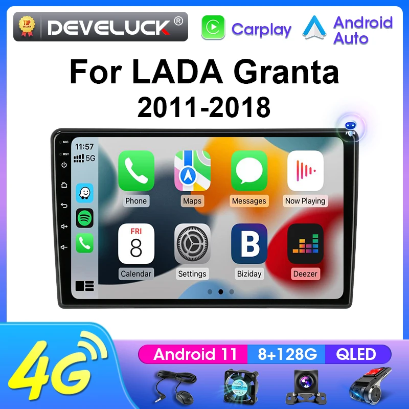 For LADA ВАЗ Granta Sport 2011-2018 2 Din Android 11 Car Radio Multimedia Video Player Stereo Carplay Auto 4G IPS Head Unit DSP