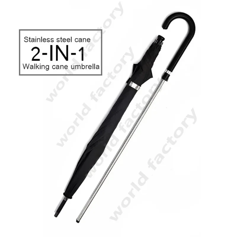 Walking Cane Stick Self Defense 2-In-1 Sturdy Windproof UV Protection Umbrella Suitable for Hiking Hanging Out on Raining