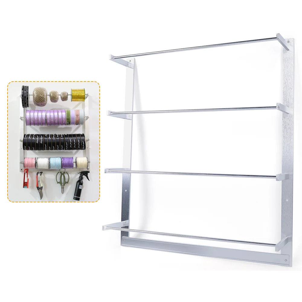 Imagem -05 - Wall Mount Ribbon Storage Rack Rolo de Fitas Rack de Carretel de Fio Suporte de Rosca Organizador de Hastes