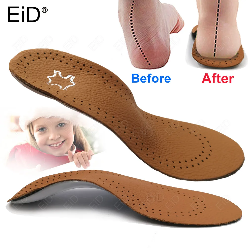 EiD Leather Children kid orthotic insole for Flat Feet Arch Support orthopedic shoes sole Insoles for feet O/X Leg corrected