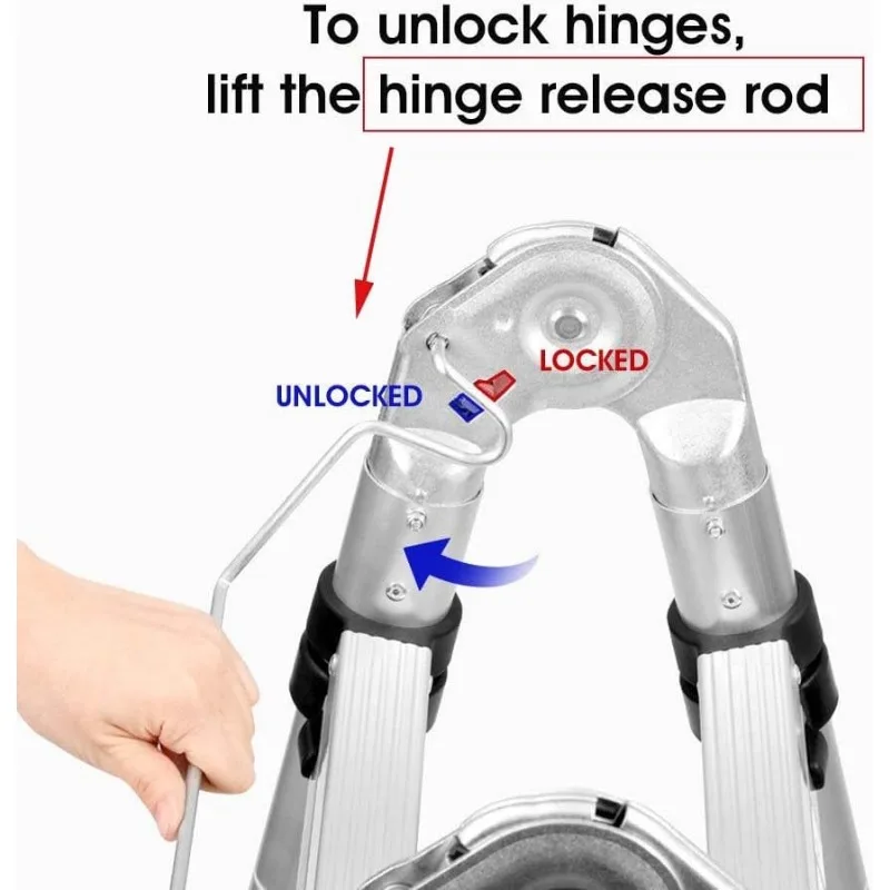 16.5ft Telescoping Ladder A-Frame Extension Portable Aluminum Telescoping 16 Steps Ladder 330lb Load