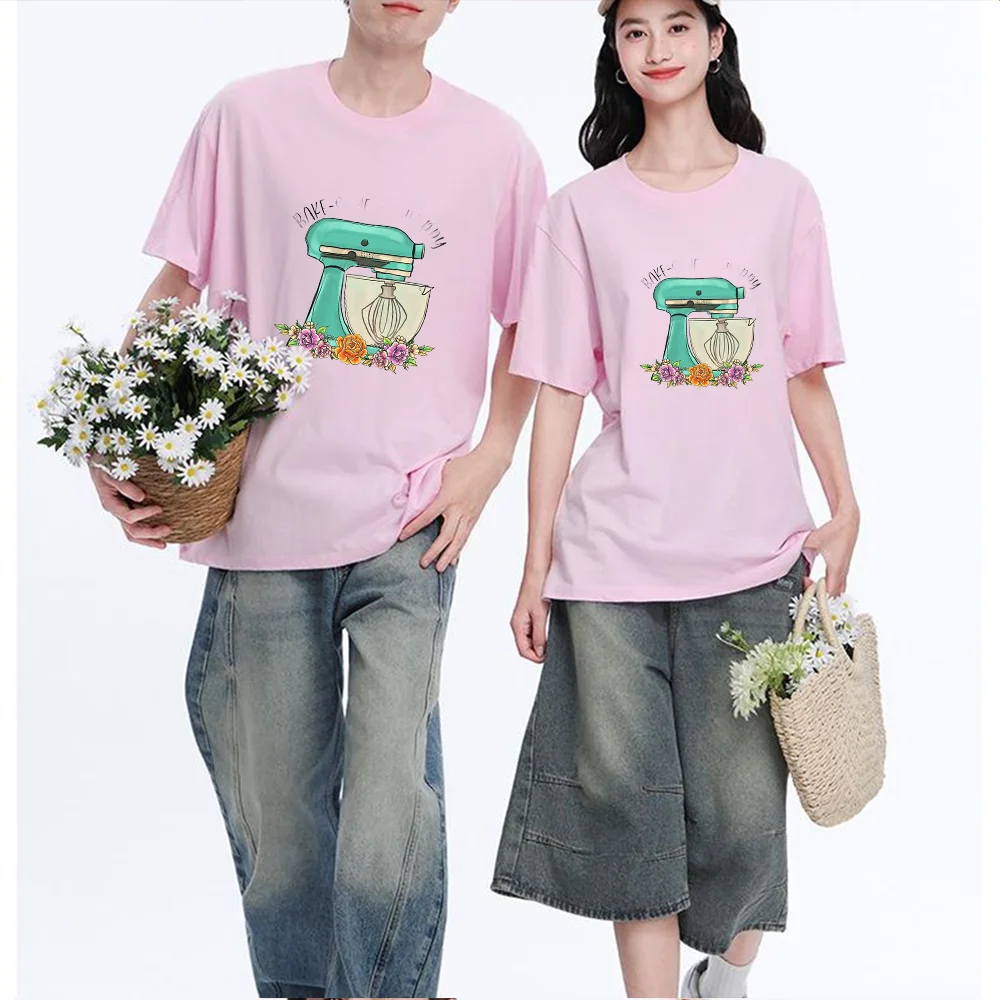 Bake Someone Happy Mixer Floral Printed T Shirt Breathable Fabric S-XXL Personalized Custom Casual Short Sleeve Tee Aesthetic Gr