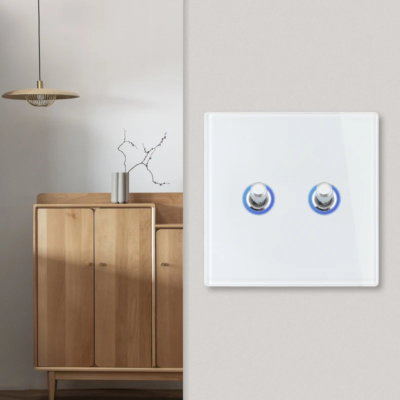 Wall Switch Light 220V  Glass Panel Knurled lever Toggle Switch EU French Plug Outlet  Dual Usb Power Socket