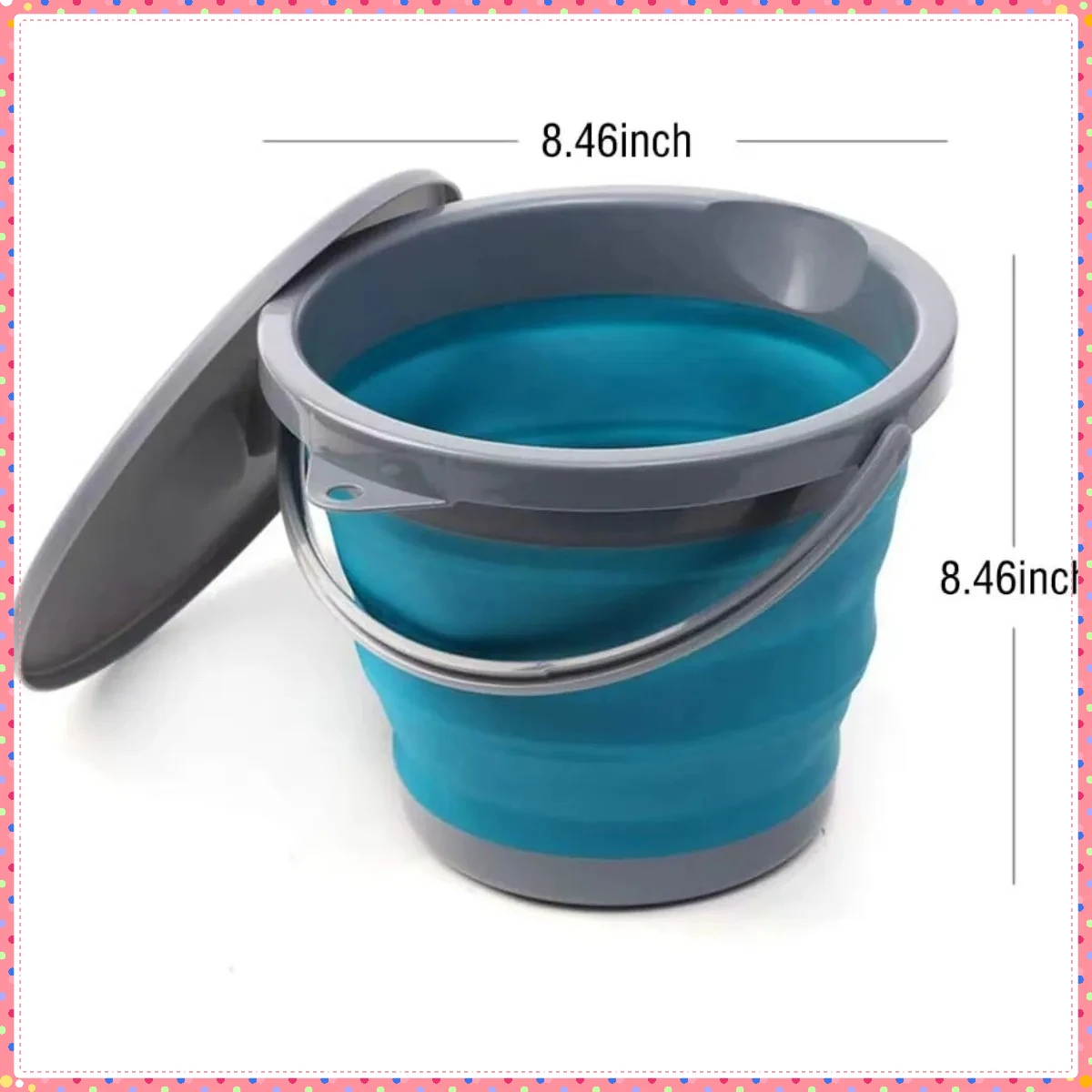 다용도 접이식 물통, 누수 방지 잠금 뚜껑이 있는 원형 통, 주방, 정원, 애완동물 세척, 자동차 세척용