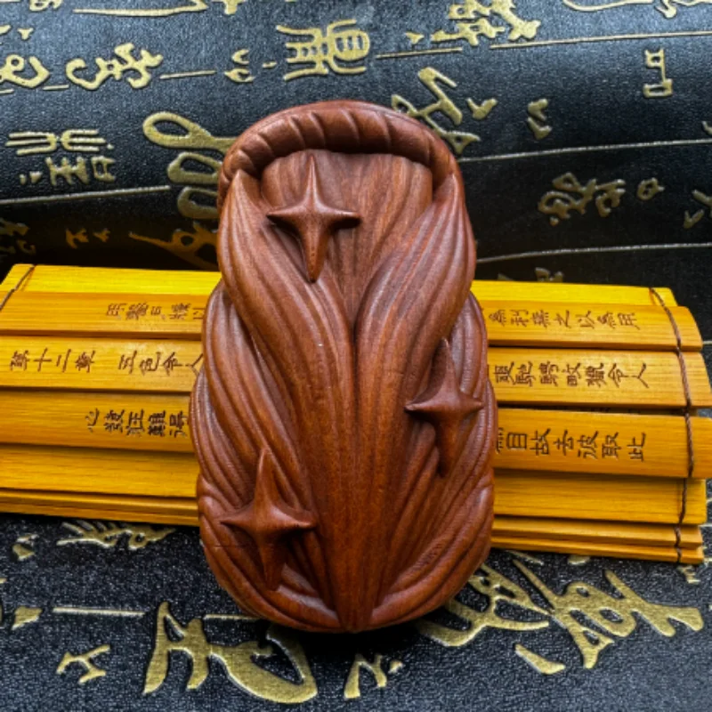 Natural Thunder Jujube Wood Carved Nine-Tailed Fox Hand Piece - Taoist Fox-Serpent Statue Ornament, Taoist Supplies Craft