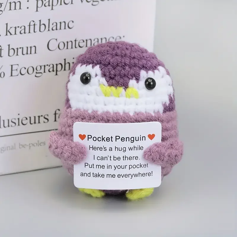 Handmade Crochet Penguin Doll with Inspirational Card - Perfect Gift for Birthdays, Christmas, Encouragement Celebrates