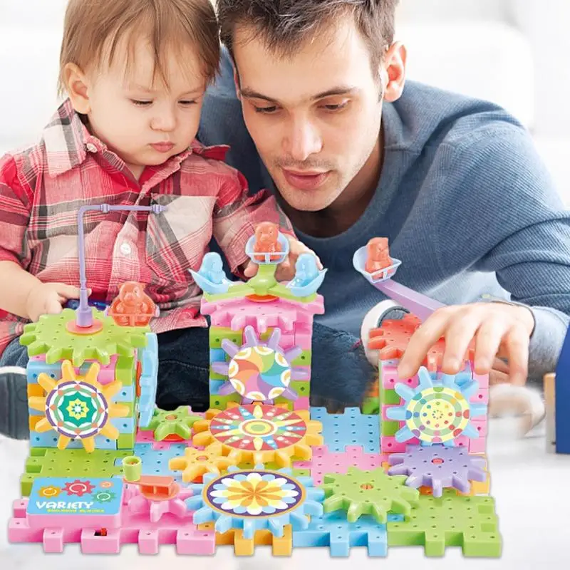 Building Blocks Gear Cogs Toy Electric Brick Building Gears Toy Set riutilizzabili ad incastro Spinning Gears Building Educational To