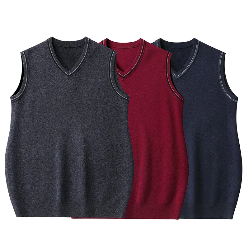 New Arrival Autumn Knitted Super Large Fashion Men's V-neck Sleeveless Wool Sweater Vest Plus Size 3XL 4XL 5XL 6XL 7XL