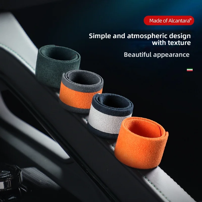 Universal Car Steering Wheel Italy Super Suede Booster Personality Center Line Marking Tape measure model Interior Accessories
