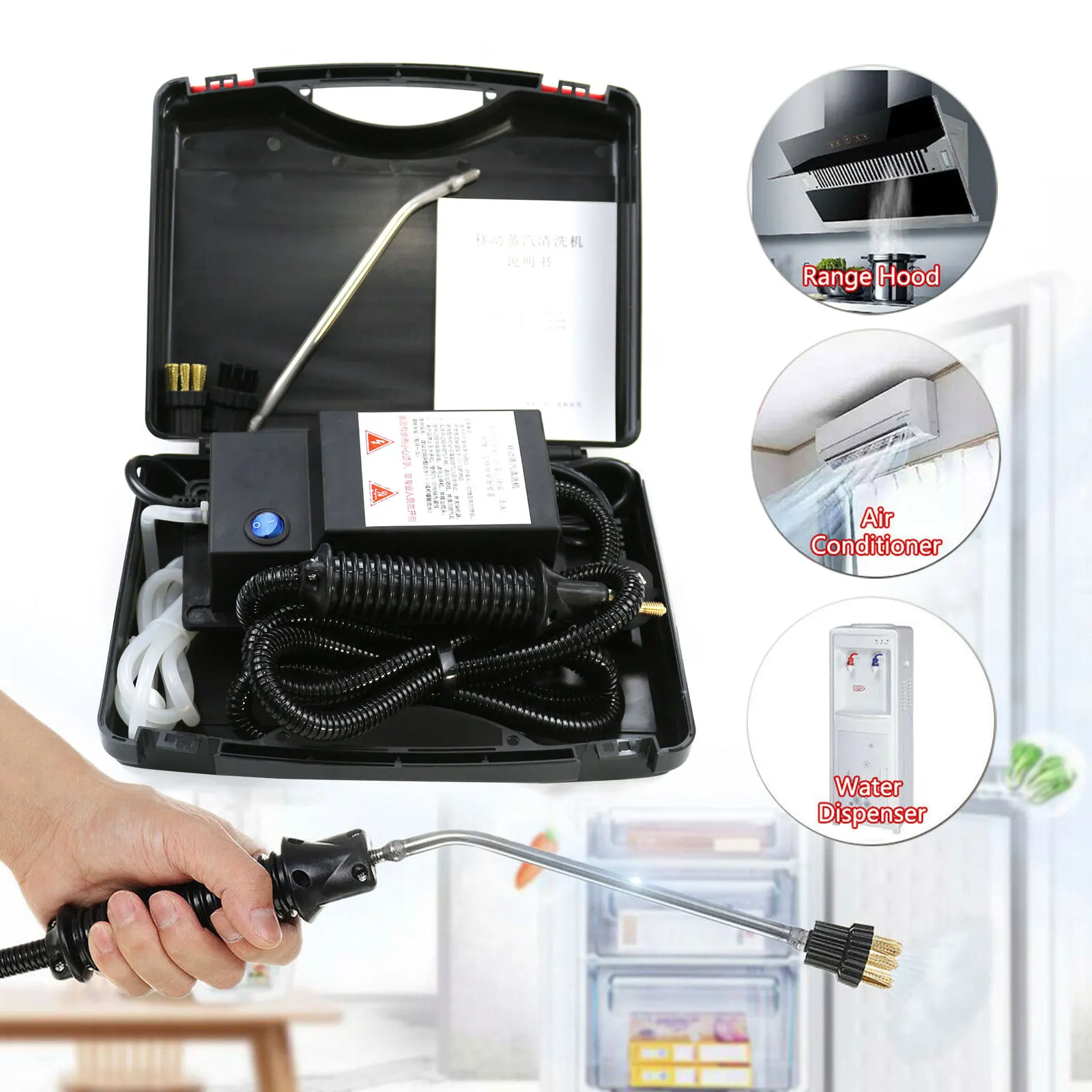1700W Handheld High Pressure Steam Cleaner Machine Automatic Mobile Detailing Steam Cleaning Home110V