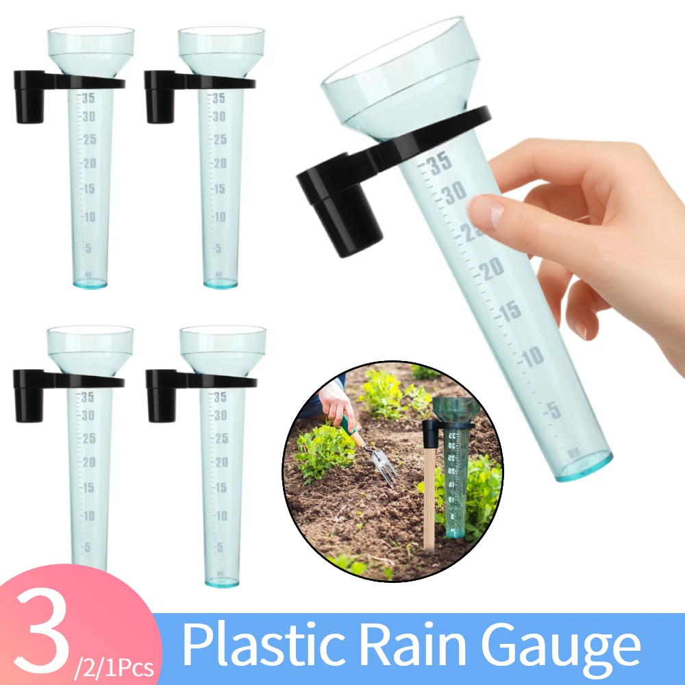 1/2/3Pcs Plastic Rain Measurement Device with 35mm Capacity Rain Meter Gauge for Lawn Farm Garden Settings Outdoor