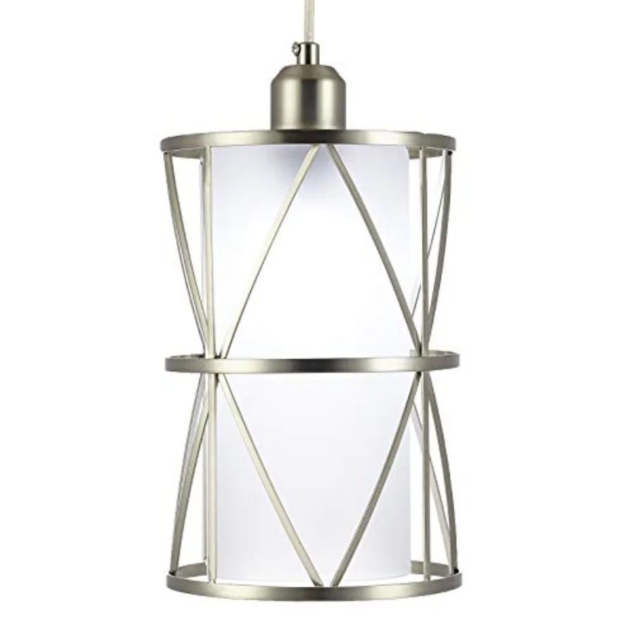 

Modern Mini Pendant Light in Brushed Nickel Finish with Frosted Glass Shade 1-Light Adjustable Cylinder Pendant Lighting Fixtur