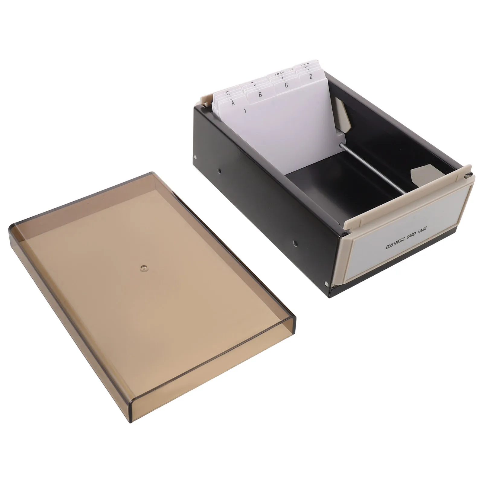 Large Business Card Storage Box Black Desktop Holder Lid A- Tabs 400 Capacity Office Card Organizer Organizer Case