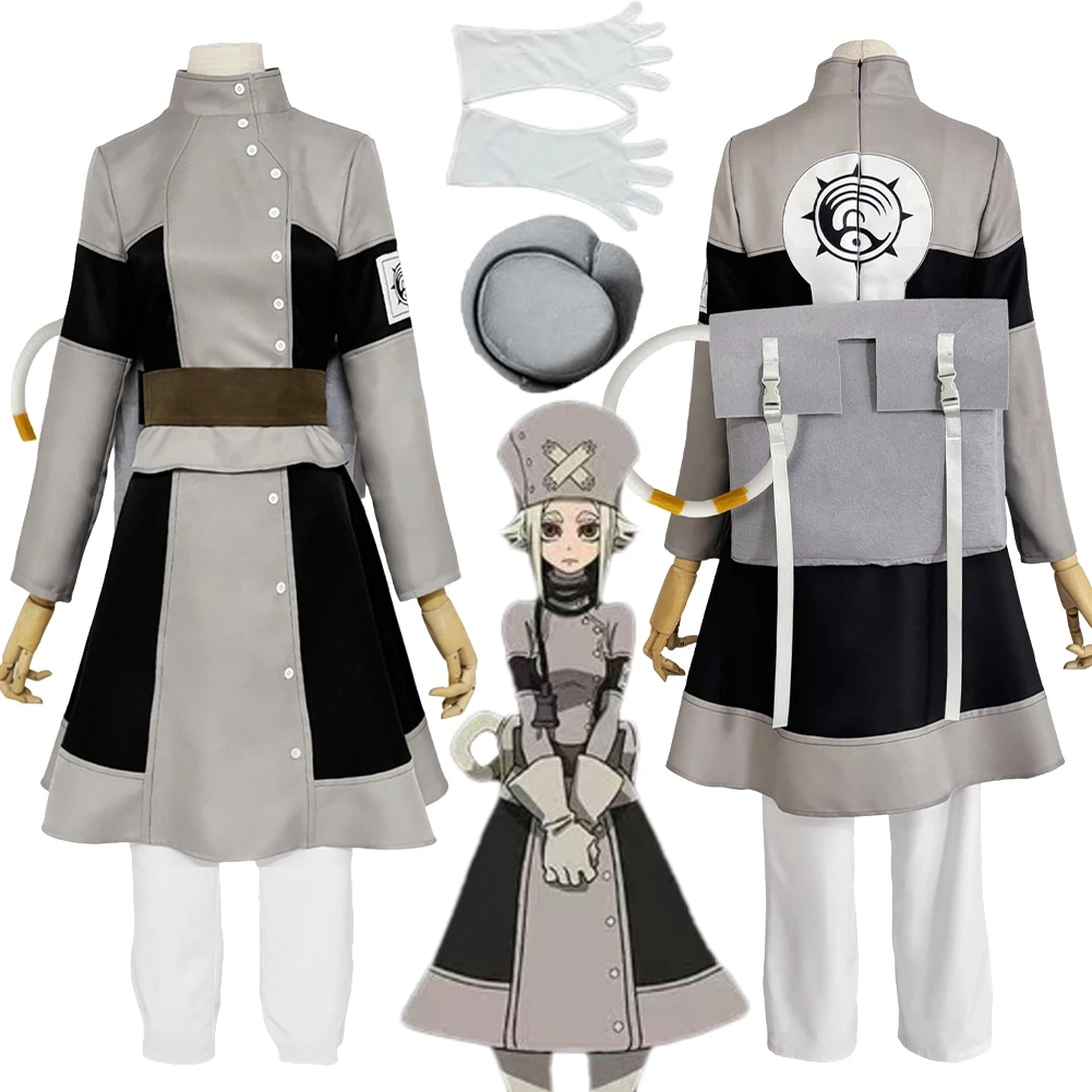 

Gachi A Kuta Aisha Cosplay Grey Dress Costume Hat Uniform Accessories Clothes Set Halloween Roleplay Outfits Carnival Party