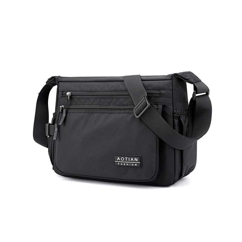 Men's Horizontal Oxford Messenger Bag Fashion Large-capacity Book Shoulder Bag Outdoor Sports Water Cup Crossbody Bag