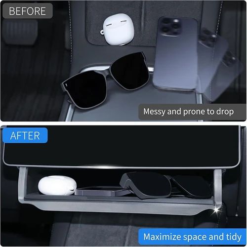 Imagen 2 del producto Caja de Almacenamiento Debajo de la Pantalla de la Consola Central para Tesla Model 3/Y Juniper/Launch 2026, Bandeja Organizadora de Almacenamiento Oculta para la Consola Central
