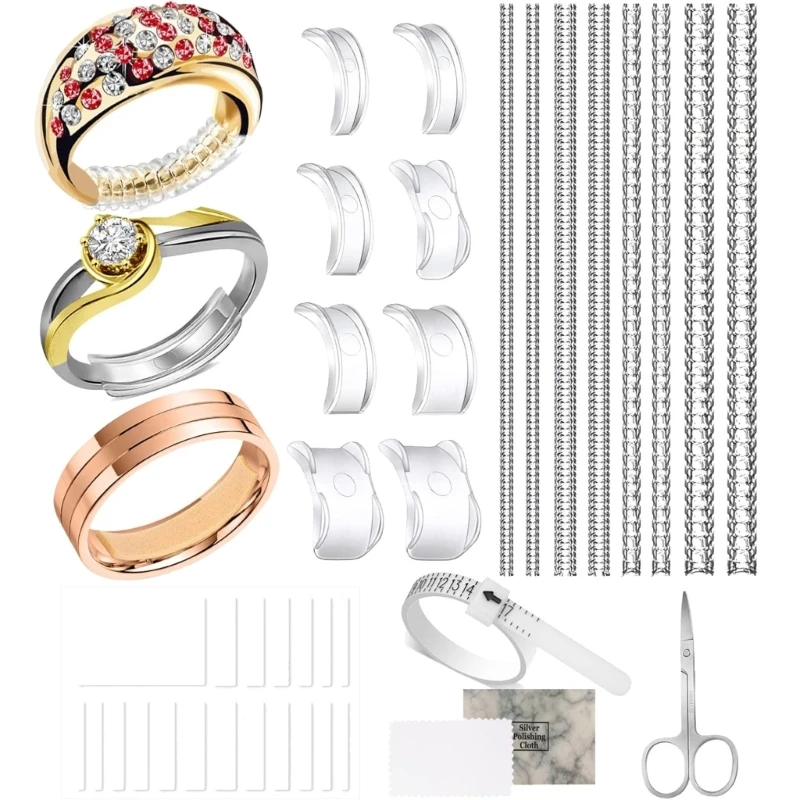 Ring Size Adjuster Set for Loose Rings Invisible Plastic Reducer Tightener Comfortable Sizing Strips Accessories