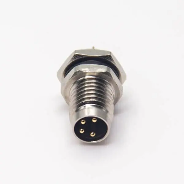 M8 4 Pin Sensor Connector Waterproof Socket Male Straight Blukhead Solder Cup for Cable