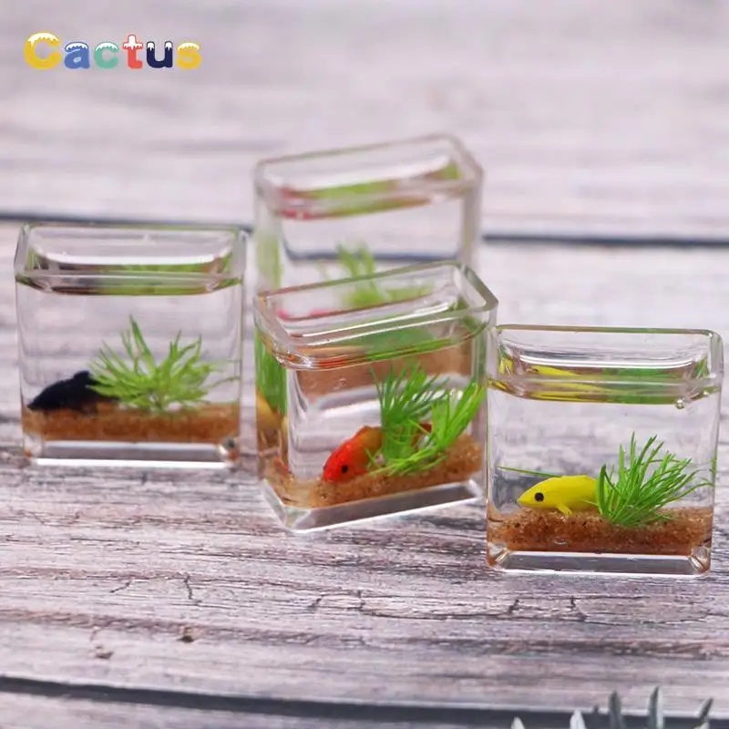 1Pc 1:12 Dollhouse Miniature Fish Tank Simulation Aquarium Home Decor Toy Doll House Accessories