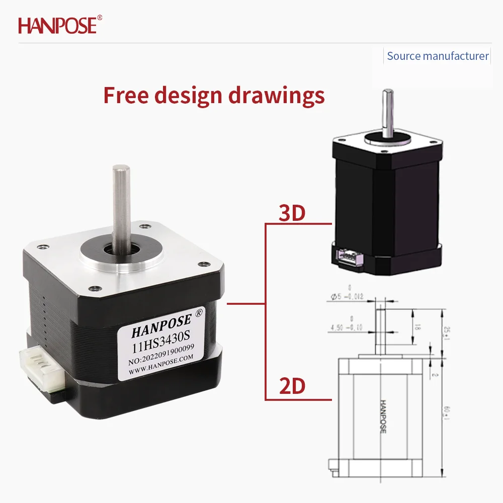 NEMA17 17HS3430S Stepper Motor 12V 0.4A Two-Phase Four Wire 3D Printing Accessories Motor Manufacturer Direct Sales NEMA17