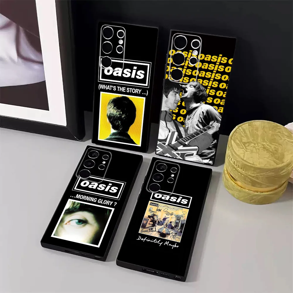 O-Oasis Band Phone Case For Samsung S24,23,22,30,21,10,9,Ultra,Plus,Lite,FE,5G Black Soft Case