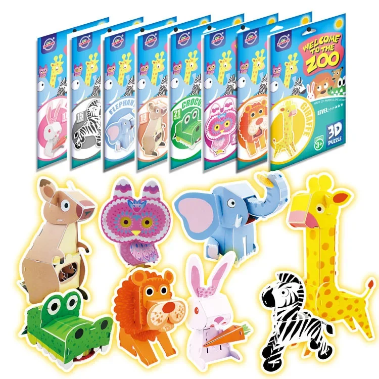 

Cute Paper Ocean Animal Series Jigsaw Puzzles for Kids Zoo Dinosaur 3D Puzzle for Boy Education Toys for Children Gifts