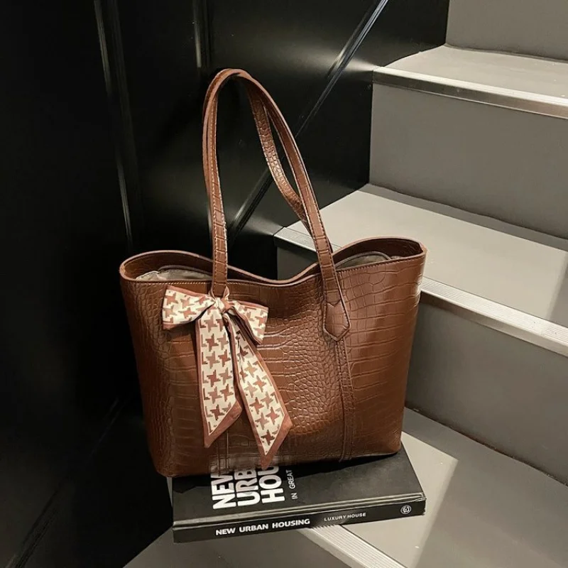 

casual leather tote bag women medium size pu leather handbag classic solid color shopping travel work bag