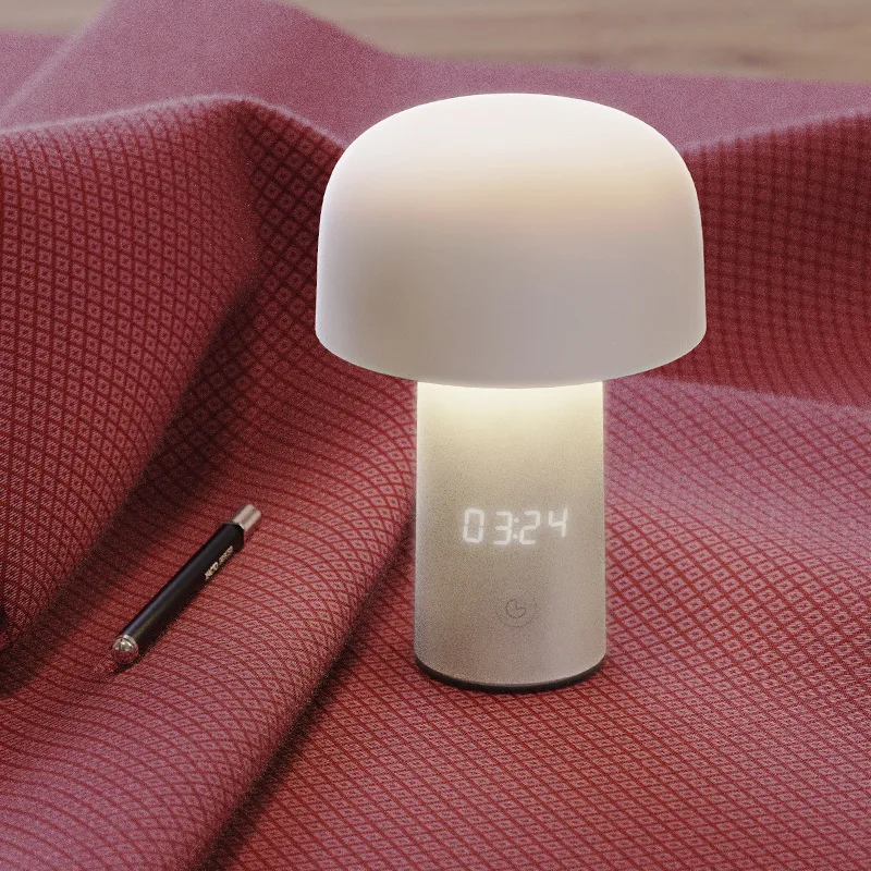 Creative Mushroom Time Table Lamp USB Charging Dimming Student Dormitory Bedroom Touch LED Atmosphere Minimalist Bedside Lamp