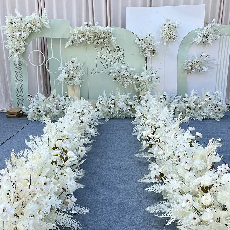 Artificial Flower Road Guide Ground Arrangement White Wedding Props Plastic Wedding Decoration Flower Arrangement