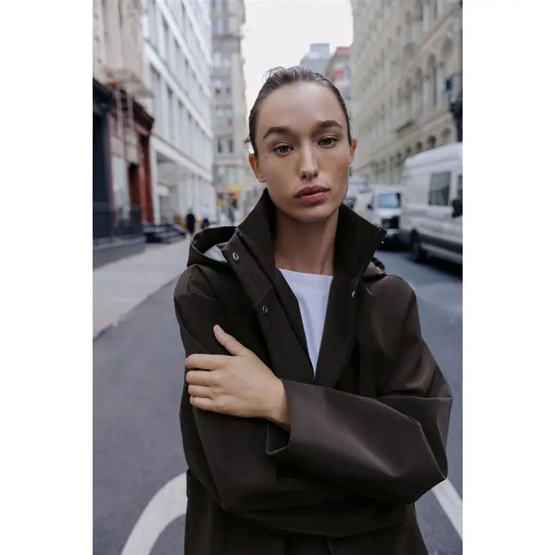 

Casual Loose Hooded Jaet Windproof Medium Length Coat 25 Sle Comfortable Fit Zipper Closure Long Sve Korean Faion