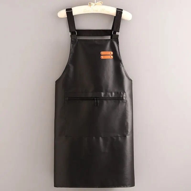 PU Leather Work Bibs Women's Men's Kitchen Apron Chef Work BBQ Restaurant Bar Cafe Beauty Barber Pet Shop Studio Uniform ZC892