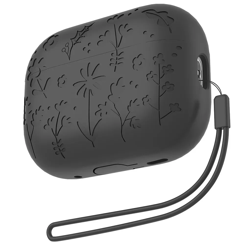 

For AirPods Pro/1-4 High-Quality Silicone Cover - Shockproof, Floral Design, Scratch/Dustproof With Durable Strap