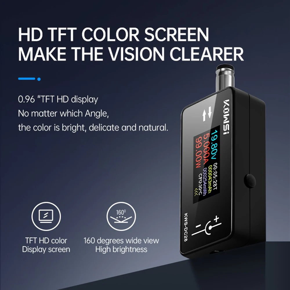 DC 4-30V 0-12A Charger Tester Voltage Current Capacity Power Meter Electric Tools Router Charger Testing Tools DC 5.5*2.5 Port