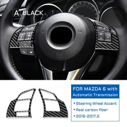 Real Soft Carbon Fiber for Mazda 6 2016-2017.5 Automatic Transmission Interior Trim Car Steering Wheel Button Sticker