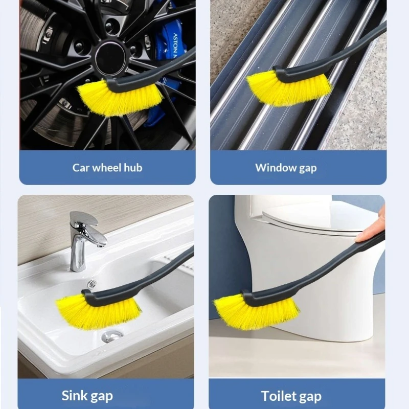 Tire Brush Wheel Rim Brush Long Handle Soft Non Scratch Heavy Duty Brake Dust Removal Auto Detailing Car Care Accessories