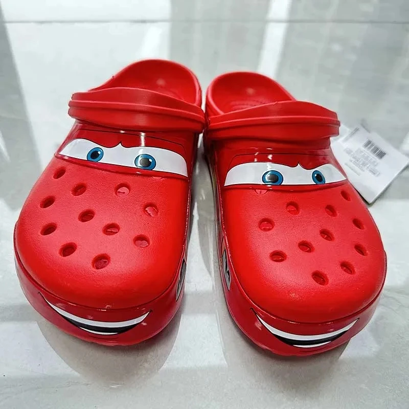 Cartoon Disney Lightning Mcqueen Crocs Waterproof slippers Non-slip slippers Sandals  Cartoon animation around crocs shoes gift